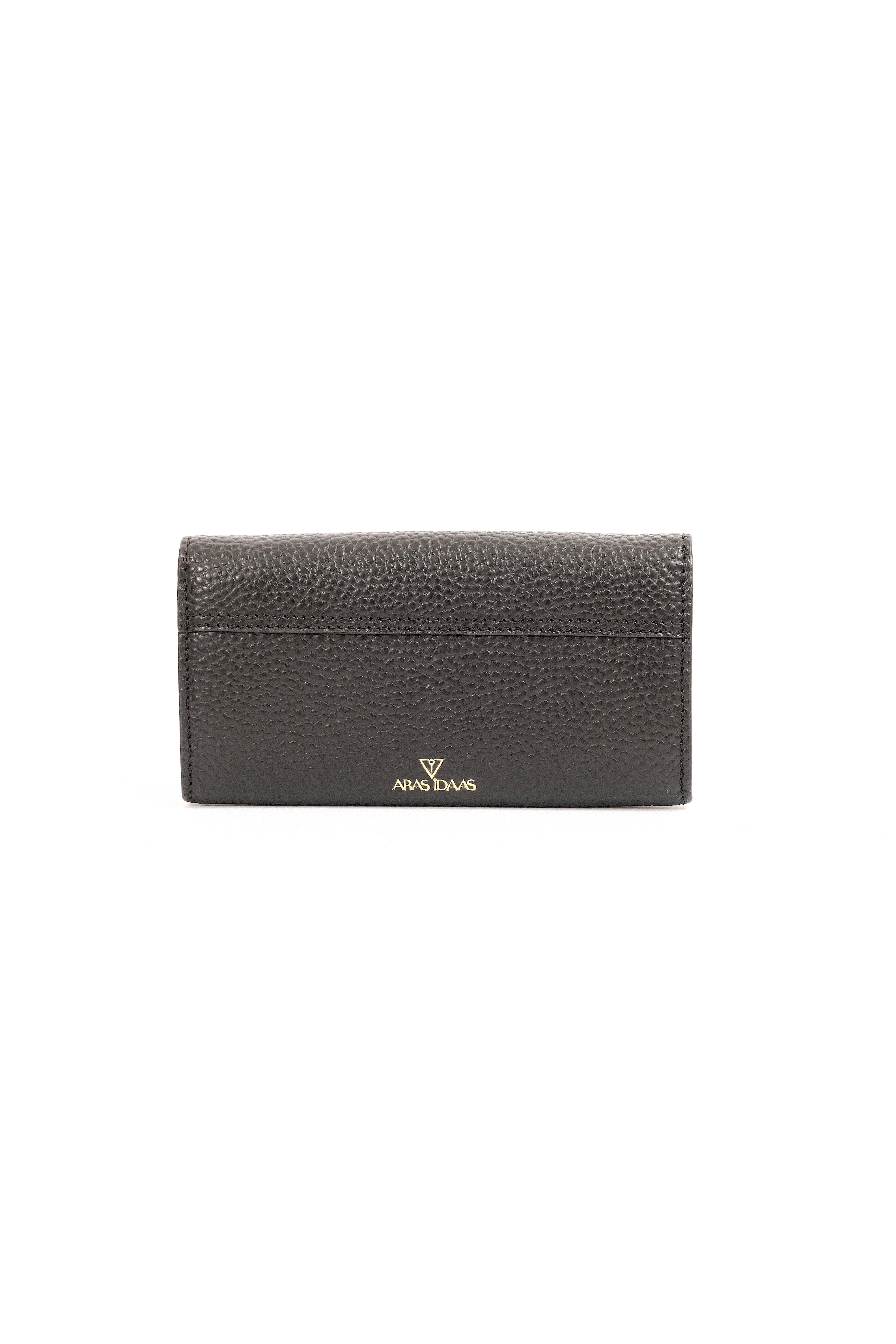 ARAS IDAAS, Delta Fold Babe Wallet, Back view, Black veil, premium Italian vegetable-tanned leather.