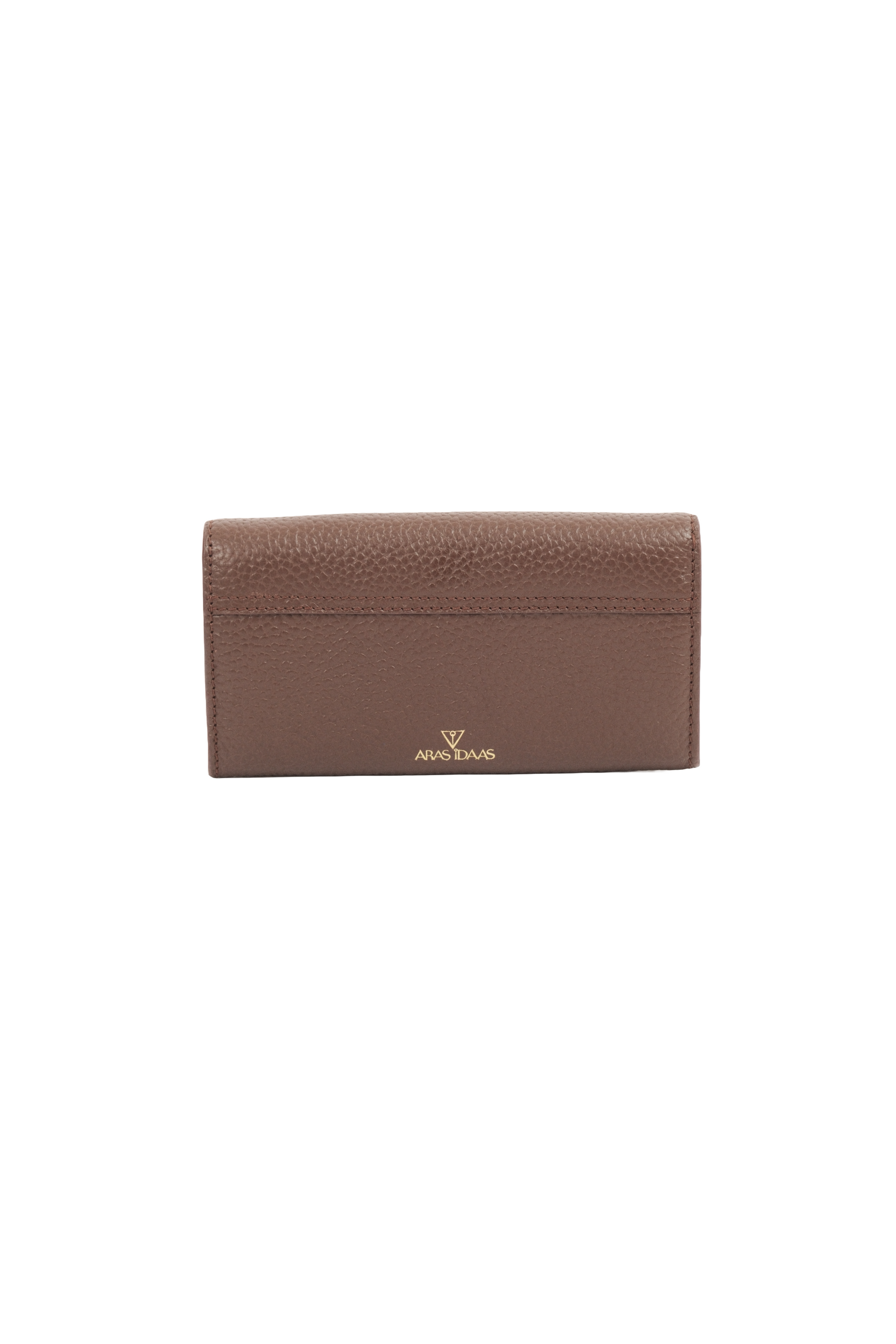 ARAS IDAAS, Delta Fold Babe Wallet, Back view, Roasted brown & Nomad camel, premium Italian vegetable-tanned leather.