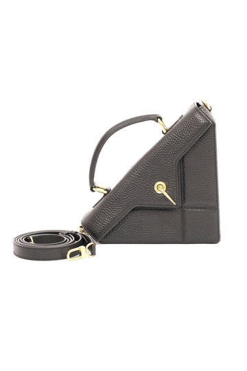 ARAS IDAAS, Delta handbag, Black veil, premium Italian vegetable-tanned leather.