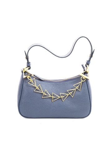 ARAS IDAAS, Delta Infini handbag in Nettuno blue, premium Italian vegetable-tanned leather.