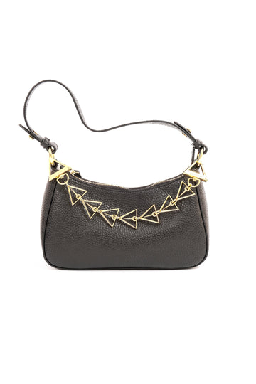 ARAS IDAAS, Delta Infini handbag, Black veil, premium Italian vegetable-tanned leather.