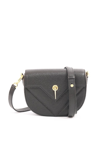 ARAS IDAAS, Delta compass handbag, Black veil, premium Italian vegetable-tanned leather.