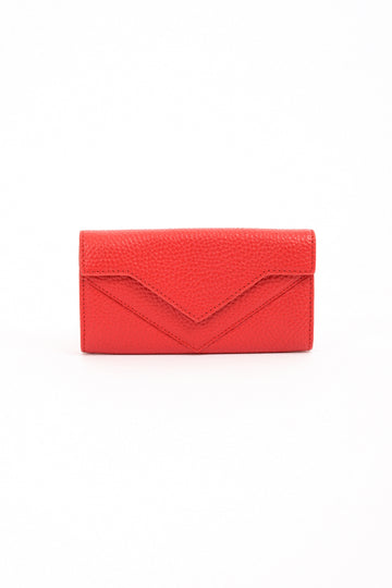 ARAS IDAAS, Delta Fold Babe Wallet, Petal Red, premium Italian vegetable-tanned leather.