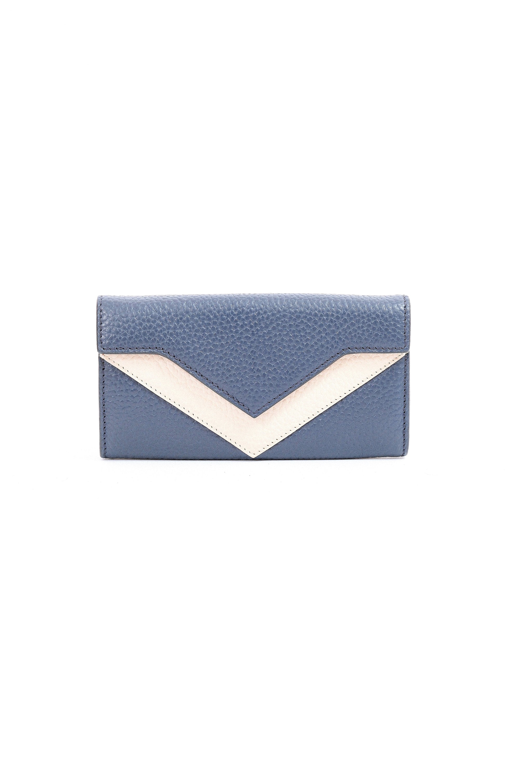 ARAS IDAAS, Delta Fold Babe Wallet, Nettuno Blue & Beige Sand, premium Italian vegetable-tanned leather.