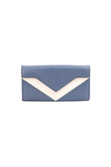 ARAS IDAAS, Delta Fold Babe Wallet, Nettuno Blue & Beige Sand, premium Italian vegetable-tanned leather.