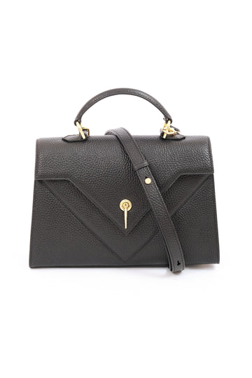 ARAS IDAAS, Delta Fold Queen handbag, Black Veil, premium Italian vegetable-tanned leather.