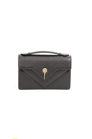 ARAS IDAAS, Delta Fold Lady handbag, Black veil, premium Italian vegetable-tanned leather.