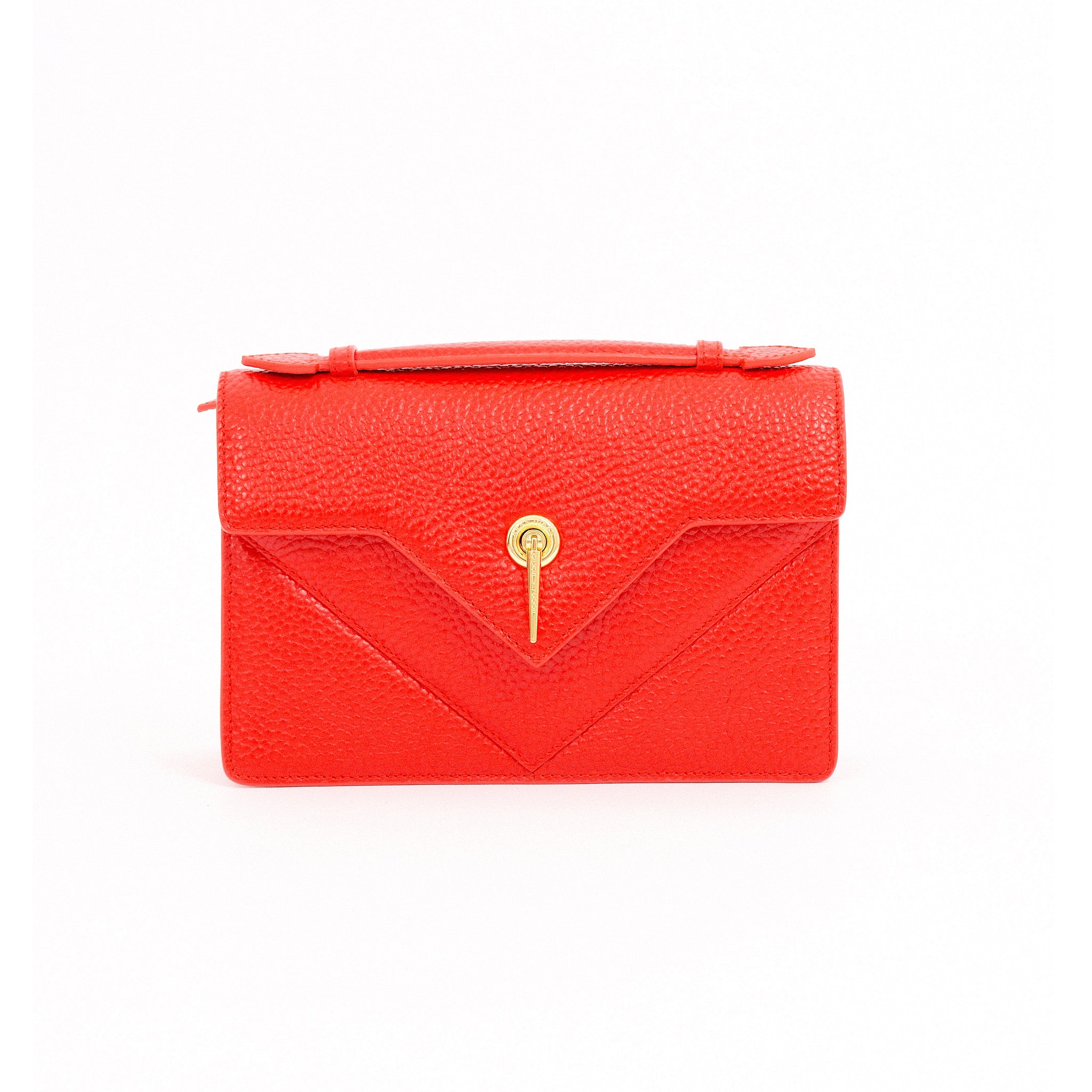 ARAS IDAAS, Delta Fold Lady handbag, Petal Red, premium Italian vegetable-tanned leather.