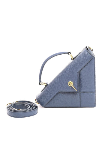 ARAS IDAAS, Delta handbag in Nettuno blue, premium Italian vegetable-tanned leather.
