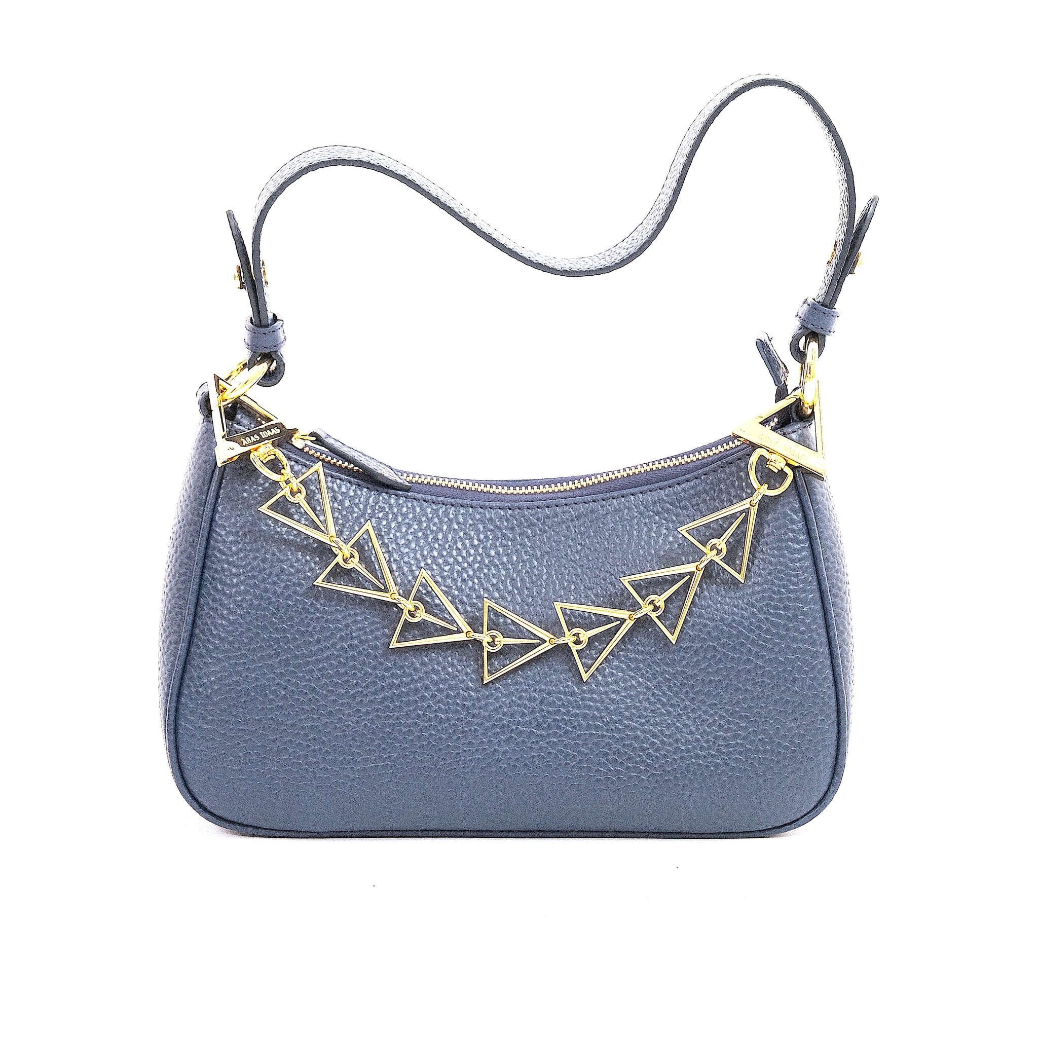 ARAS IDAAS, Delta Infini handbag in Nettuno blue, premium Italian vegetable-tanned leather.