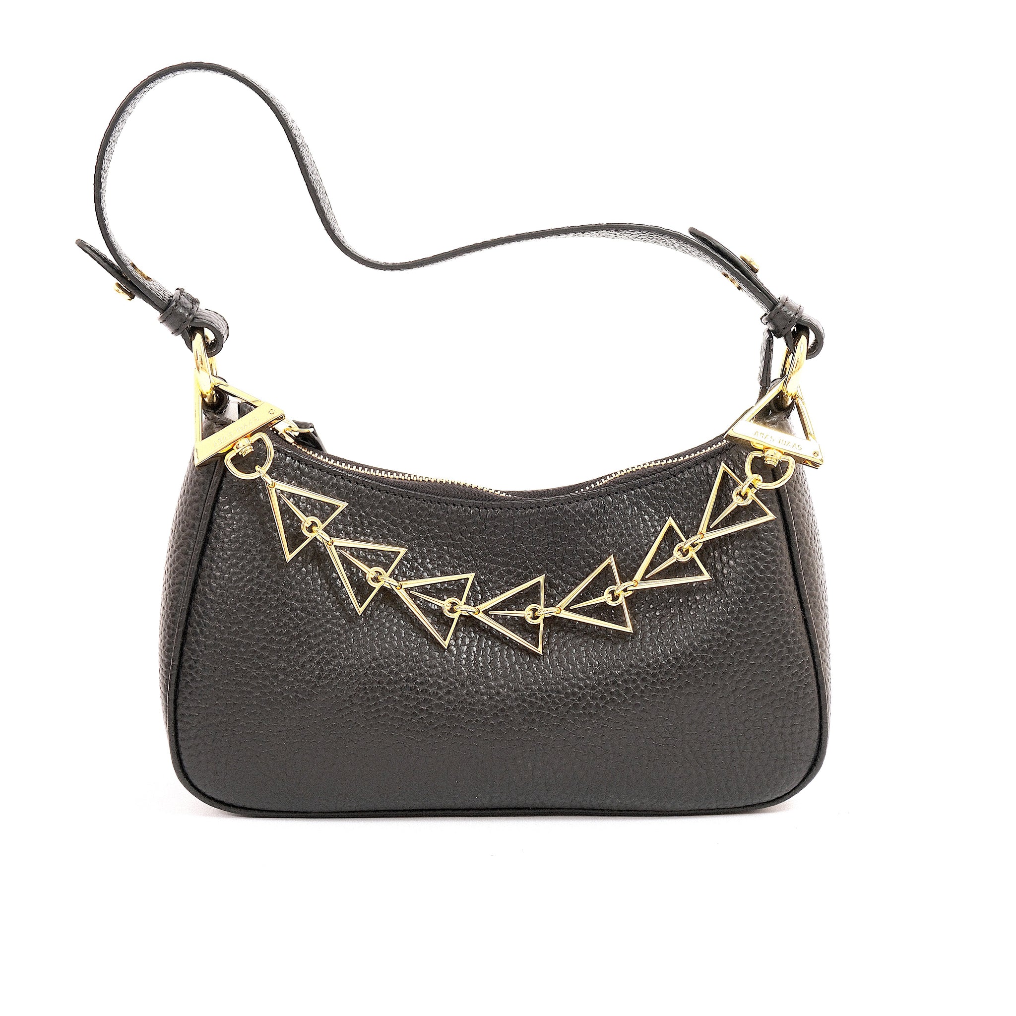 ARAS IDAAS, Delta Infini handbag, Black veil, premium Italian vegetable-tanned leather.