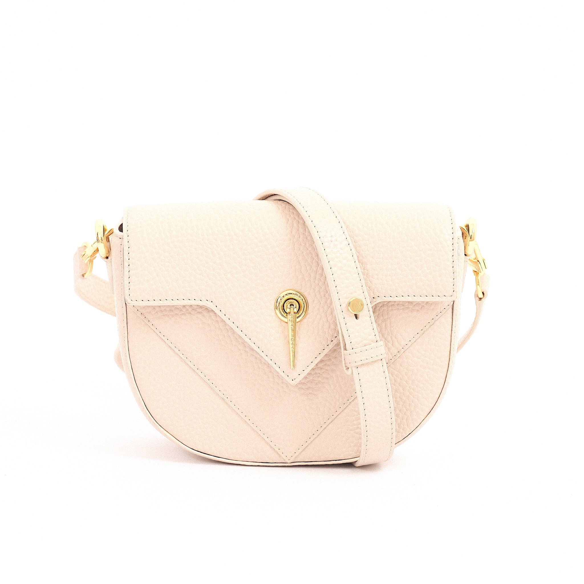 ARAS IDAAS, Delta compass handbag, Beige sand, premium Italian vegetable-tanned leather.