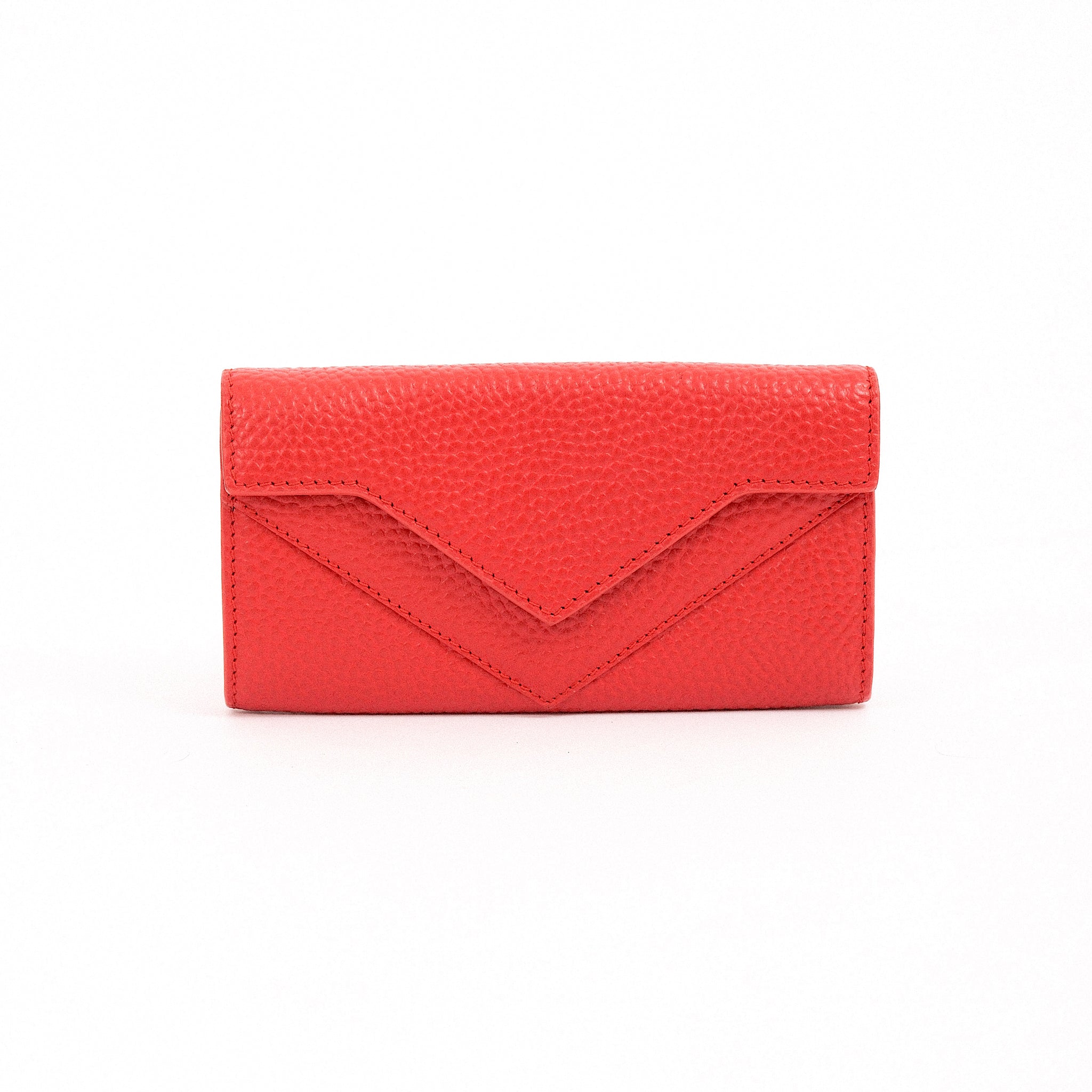 ARAS IDAAS, Delta Fold Babe Wallet, Petal Red, premium Italian vegetable-tanned leather.