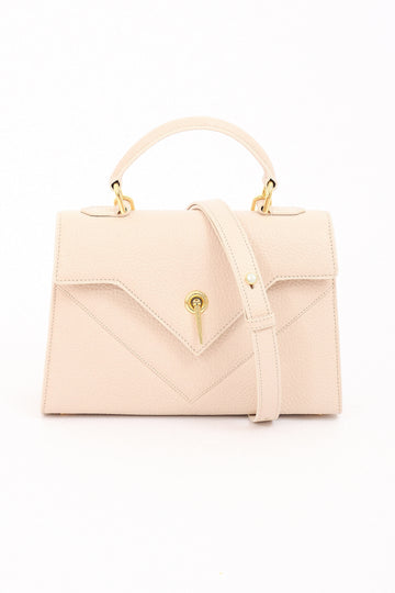 ARAS IDAAS, Delta Fold Dame handbag, Beige Sand, premium Italian vegetable-tanned leather.